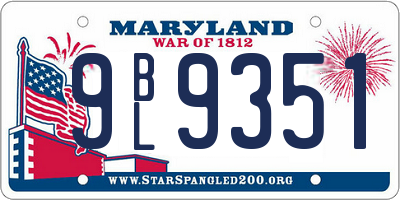 MD license plate 9BL9351