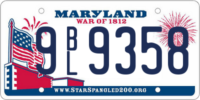 MD license plate 9BL9358