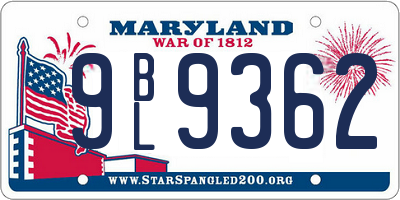 MD license plate 9BL9362