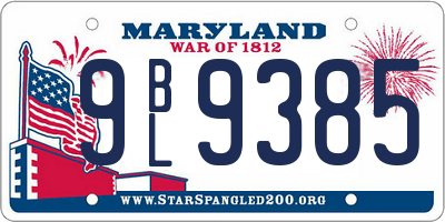 MD license plate 9BL9385