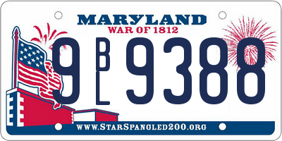MD license plate 9BL9388