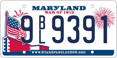 MD license plate 9BL9391