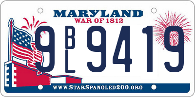 MD license plate 9BL9419