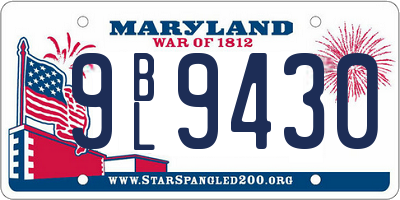 MD license plate 9BL9430