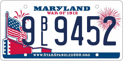 MD license plate 9BL9452