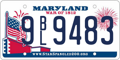 MD license plate 9BL9483