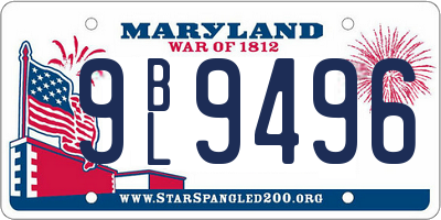 MD license plate 9BL9496