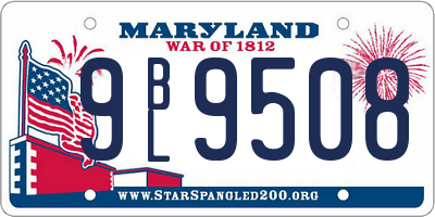 MD license plate 9BL9508