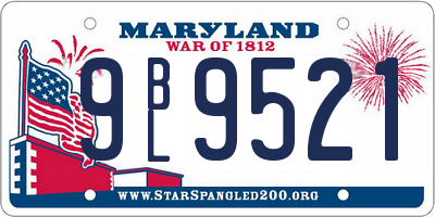 MD license plate 9BL9521
