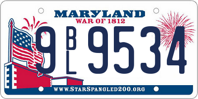 MD license plate 9BL9534