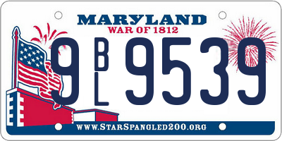 MD license plate 9BL9539