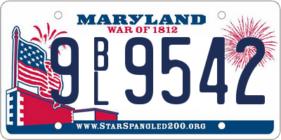 MD license plate 9BL9542