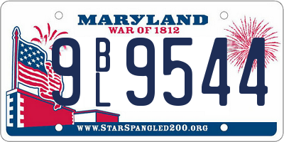 MD license plate 9BL9544