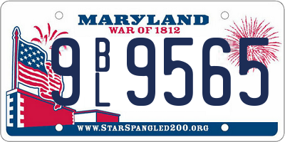 MD license plate 9BL9565