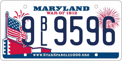 MD license plate 9BL9596