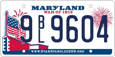 MD license plate 9BL9604
