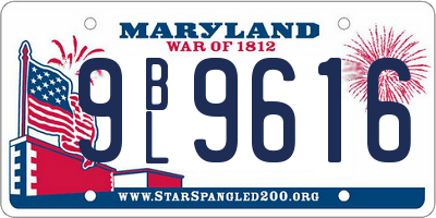 MD license plate 9BL9616