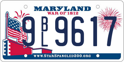MD license plate 9BL9617