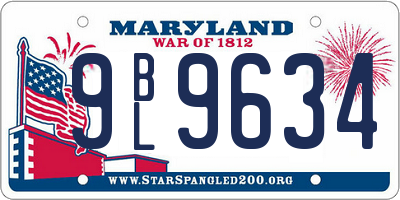 MD license plate 9BL9634