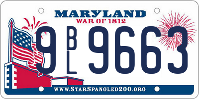 MD license plate 9BL9663