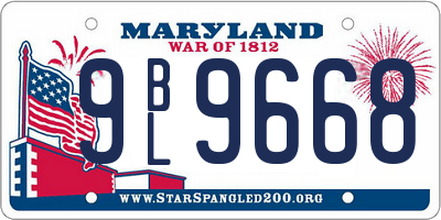 MD license plate 9BL9668