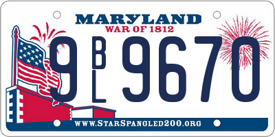 MD license plate 9BL9670