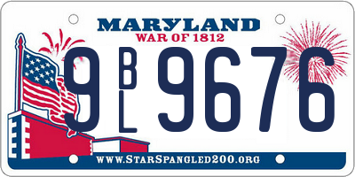 MD license plate 9BL9676