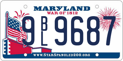 MD license plate 9BL9687