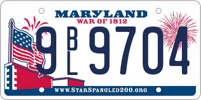 MD license plate 9BL9704
