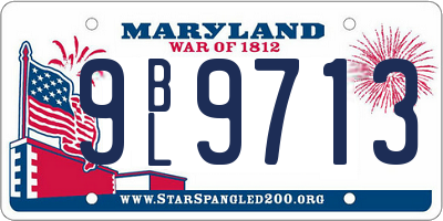 MD license plate 9BL9713