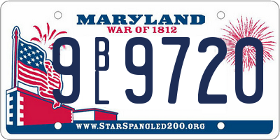 MD license plate 9BL9720