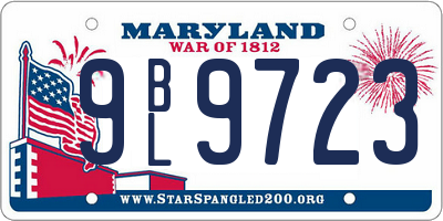 MD license plate 9BL9723