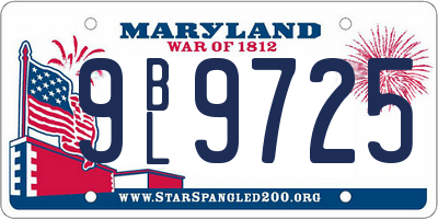 MD license plate 9BL9725