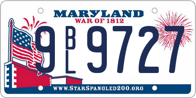 MD license plate 9BL9727