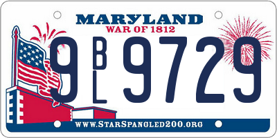 MD license plate 9BL9729