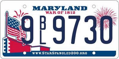 MD license plate 9BL9730
