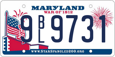 MD license plate 9BL9731
