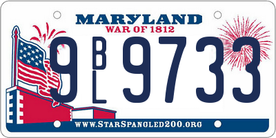MD license plate 9BL9733