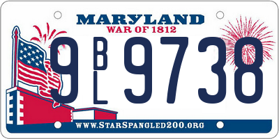 MD license plate 9BL9738