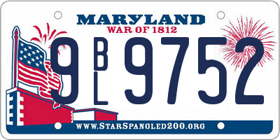 MD license plate 9BL9752