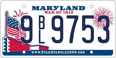 MD license plate 9BL9753