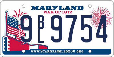 MD license plate 9BL9754