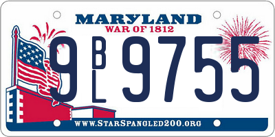 MD license plate 9BL9755
