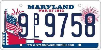 MD license plate 9BL9758