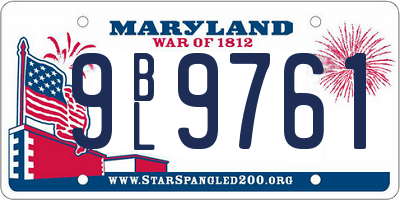 MD license plate 9BL9761