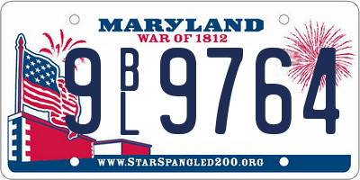 MD license plate 9BL9764