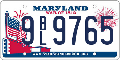 MD license plate 9BL9765
