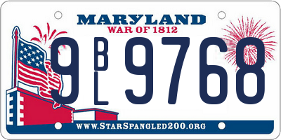 MD license plate 9BL9768