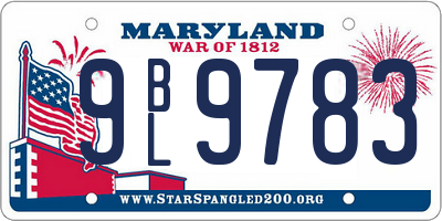 MD license plate 9BL9783