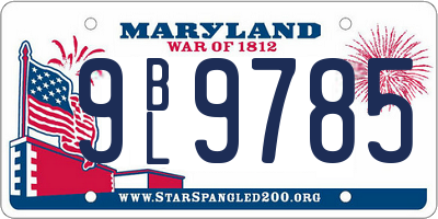 MD license plate 9BL9785